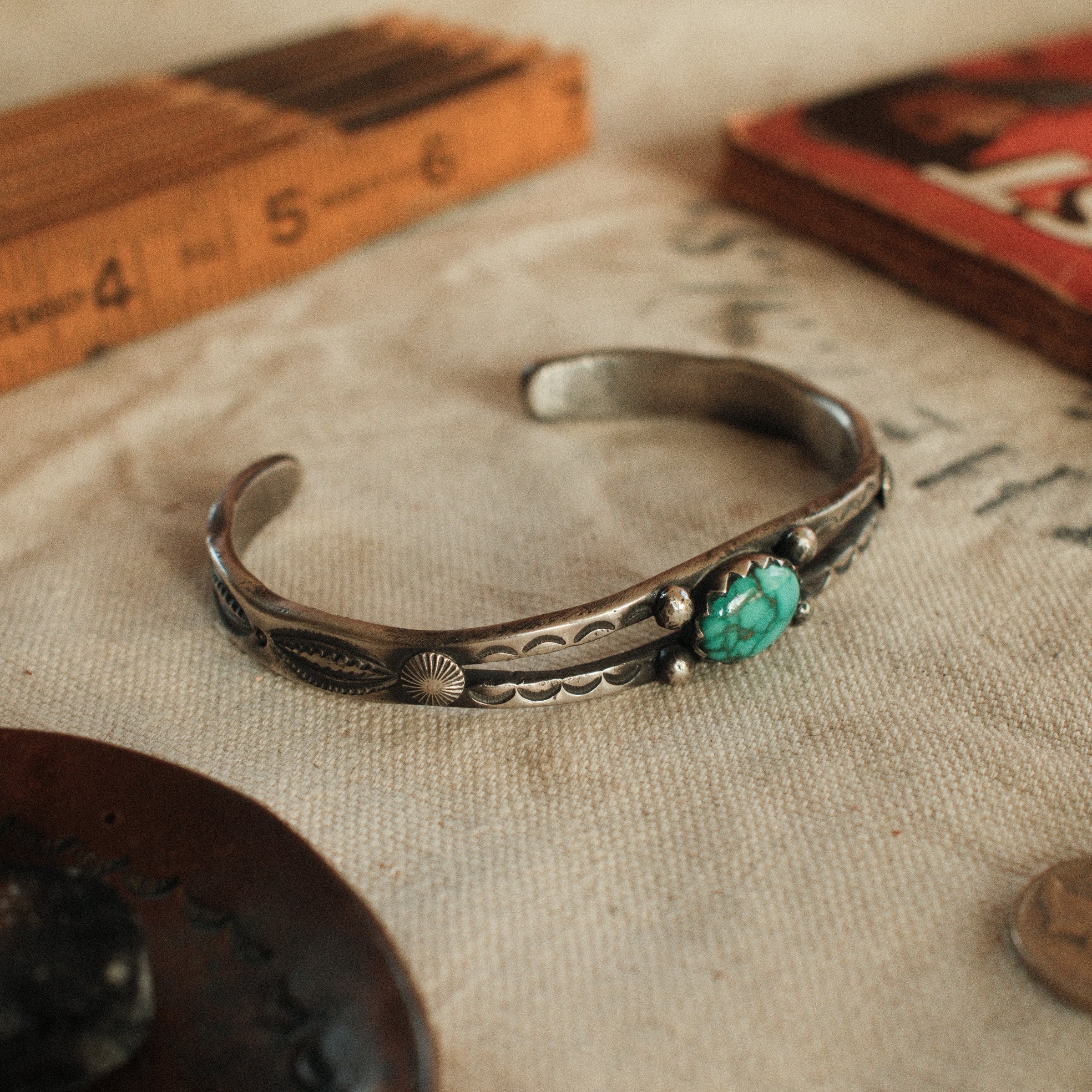 Fox Ingot Split Cuff No. 1 — Turquoise & Sterling Silver · The