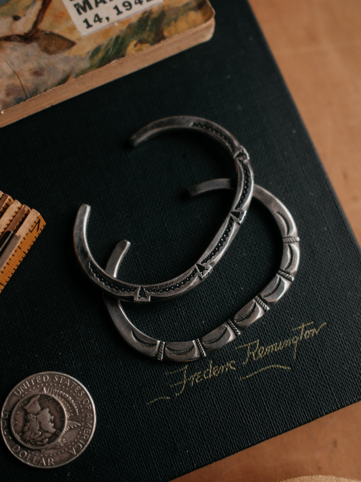 Poured from a tufa-cast coin-silver ingot and hand-stamped throughout, its cast surface left intact — view 2