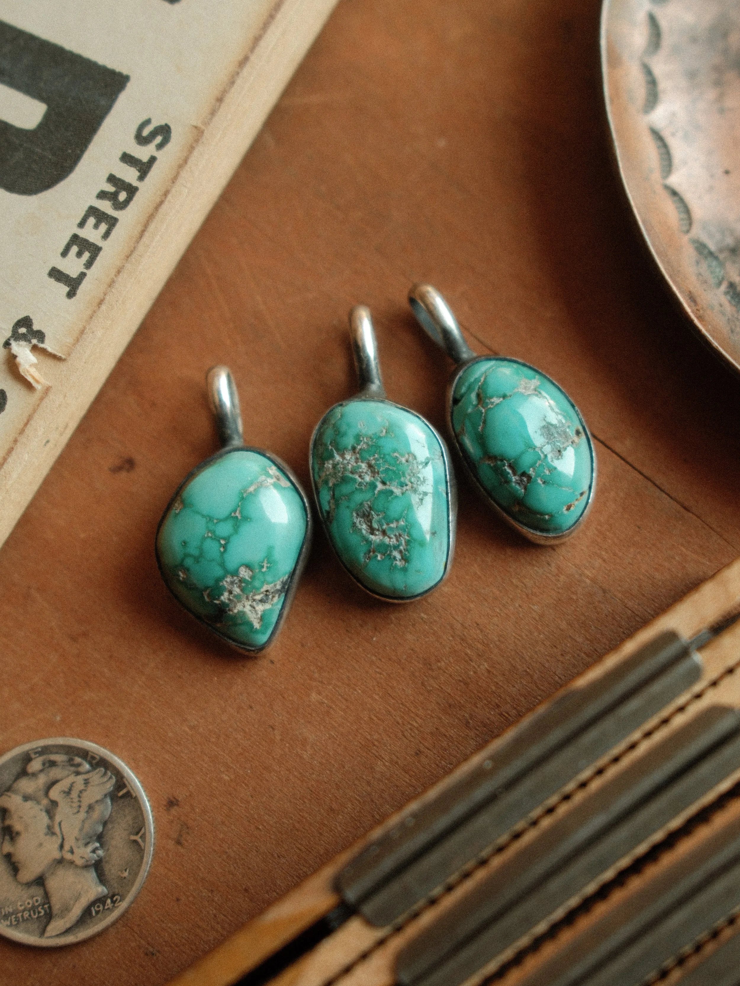 A 14×18mm natural Fox turquoise stone, hand-set in a minimalist sterling bezel that lets the stone speak — view 2