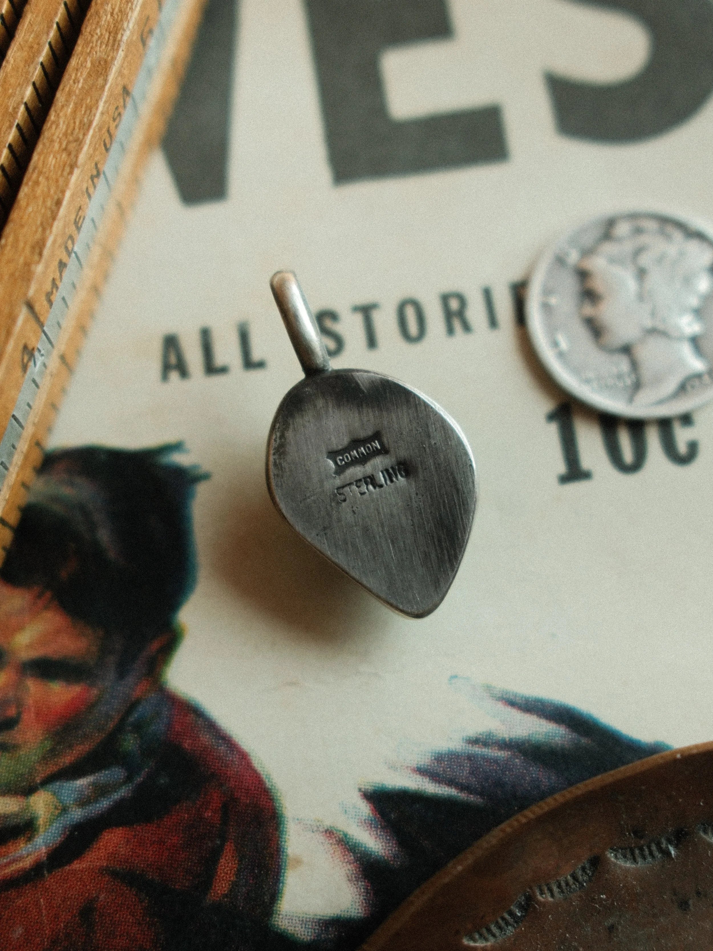 A 14×18mm natural Fox turquoise stone, hand-set in a minimalist sterling bezel that lets the stone speak — view 3