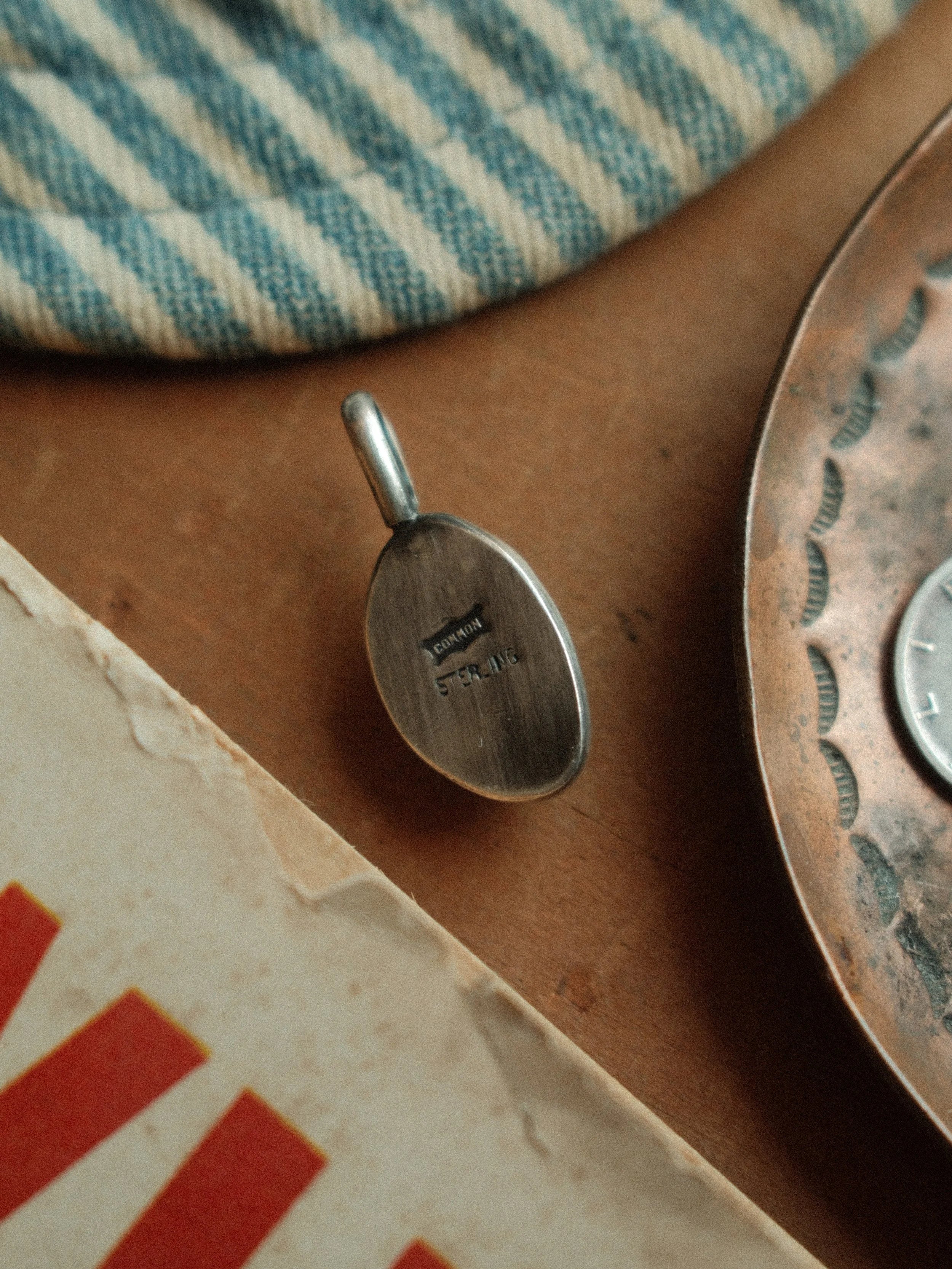 Natural Nevada Fox turquoise, 12×18mm, in a clean sterling bezel with our signature patina — view 3